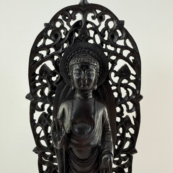 Buddha Statue Standing on Lotus Zen Serene Meditation Open Palm Offering 10.5 - Picture 2 of 6